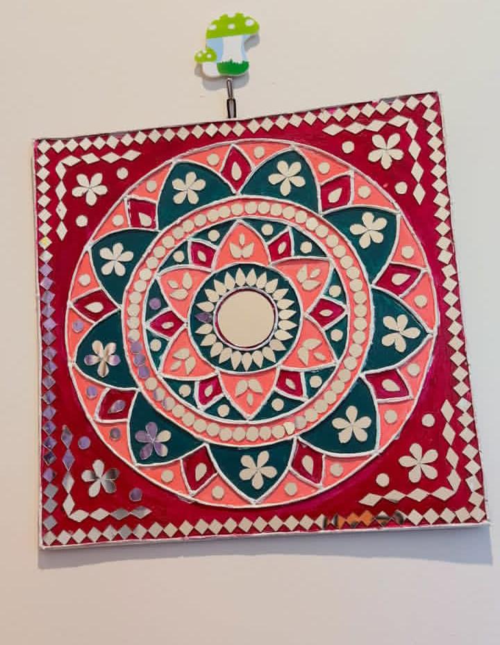 Pink Lotus Lippan Mirror Art Wall Hanging
